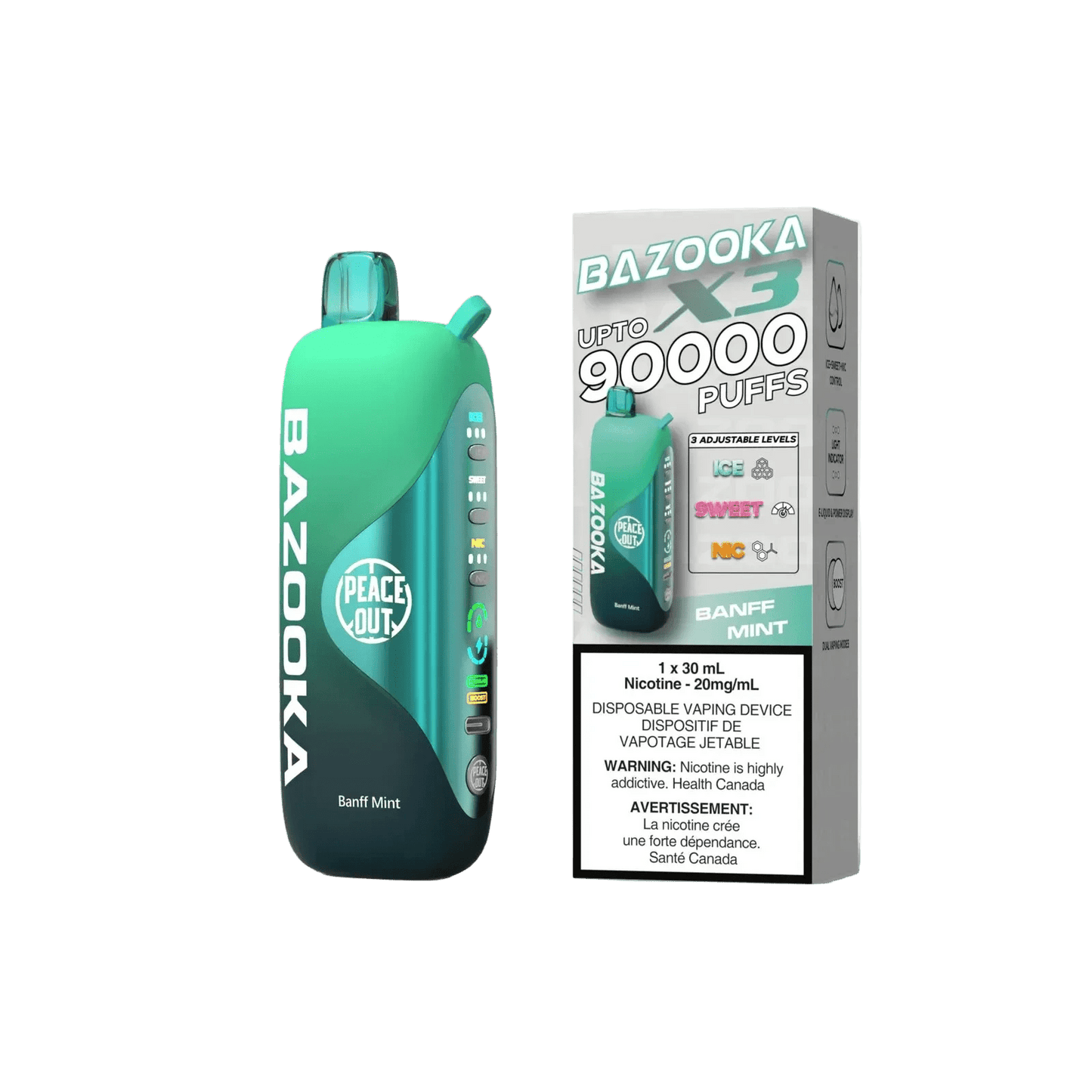 Bazooka 90K Banff Mint Disposable Vape - Simpli Vape - Canada shipping and delivery