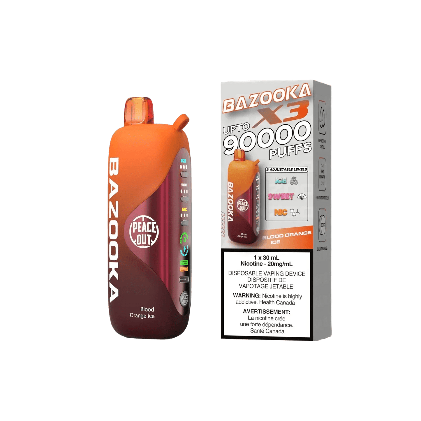 Bazooka 90K Blood Orange Ice Disposable Vape - Simpli Vape - Canada shipping and delivery