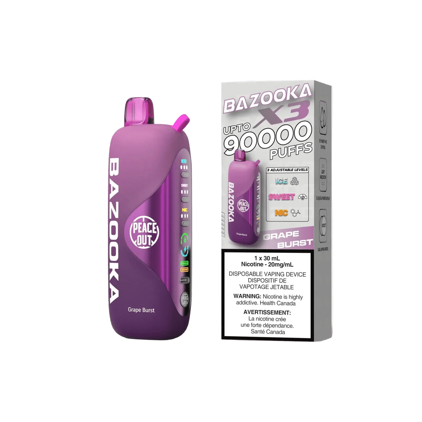 Bazooka 90K Grape Burst Disposable Vape - Simpli Vape - Canada shipping and delivery