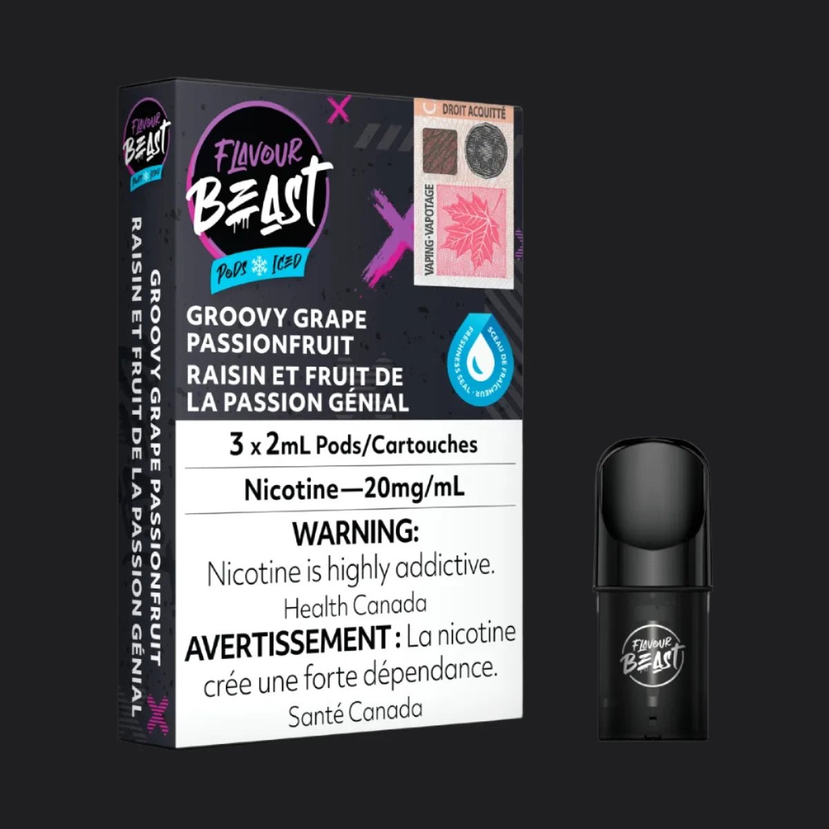 Groovy Grape Passionfruit Iced - Flavour Beast STLTH Compatible Pod - Simpli Vape - Canada shipping and delivery