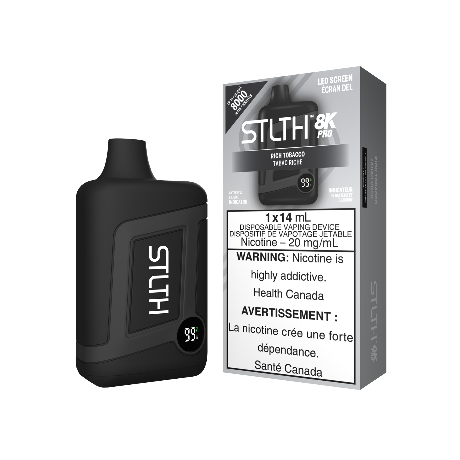 STLTH BOX 8K PRO DISPOSABLE - RICH TOBACCO - Simpli Vape