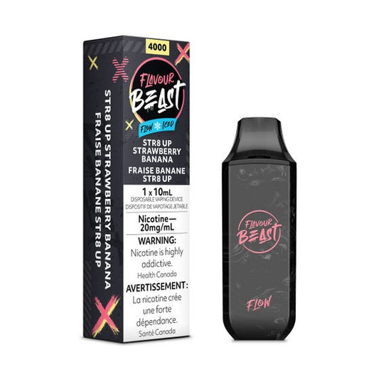 STR8 Up Strawberry Banana Iced - Flavour Beast Flow Disposable 5000 Puffs - Simpli Vape