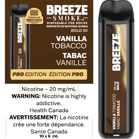 Vanilla Tobacco - Breeze Pro Disposable Vape - Simpli Vape