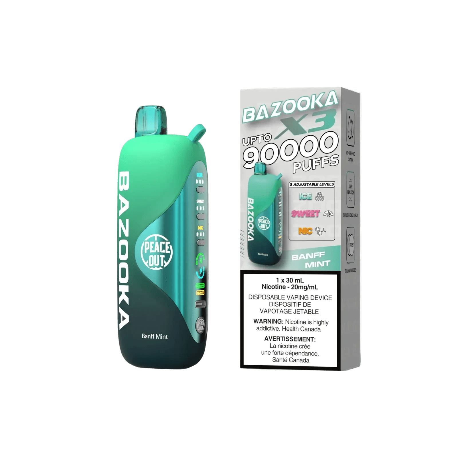 Bazooka 90K Banff Mint Disposable Vape - Simpli Vape - Canada shipping and delivery