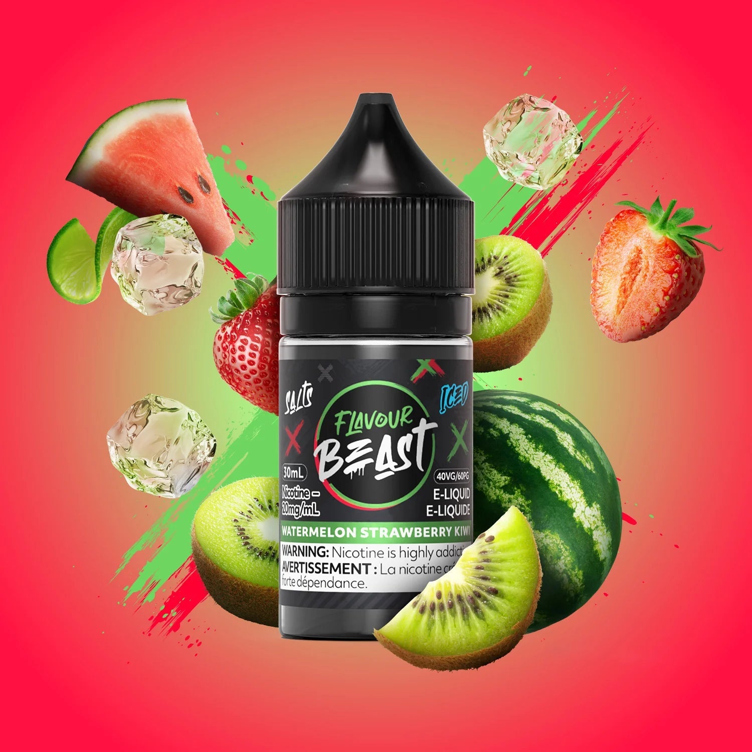 Flavour Beast E - Liquid - Watermelon Strawberry Kiwi Iced - Simpli Vape - Canada shipping and delivery