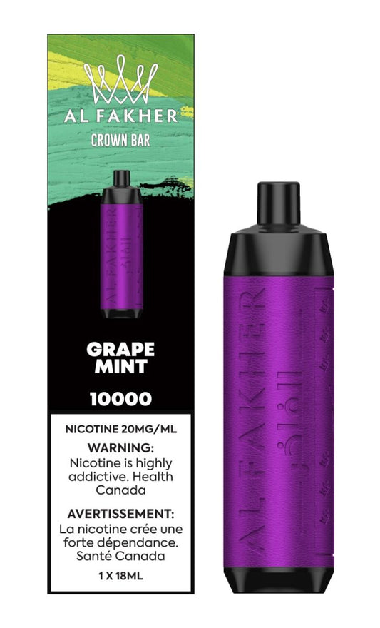 Crown Bar Al Fakher Disposable vape 10k Puffs - Grape Mint