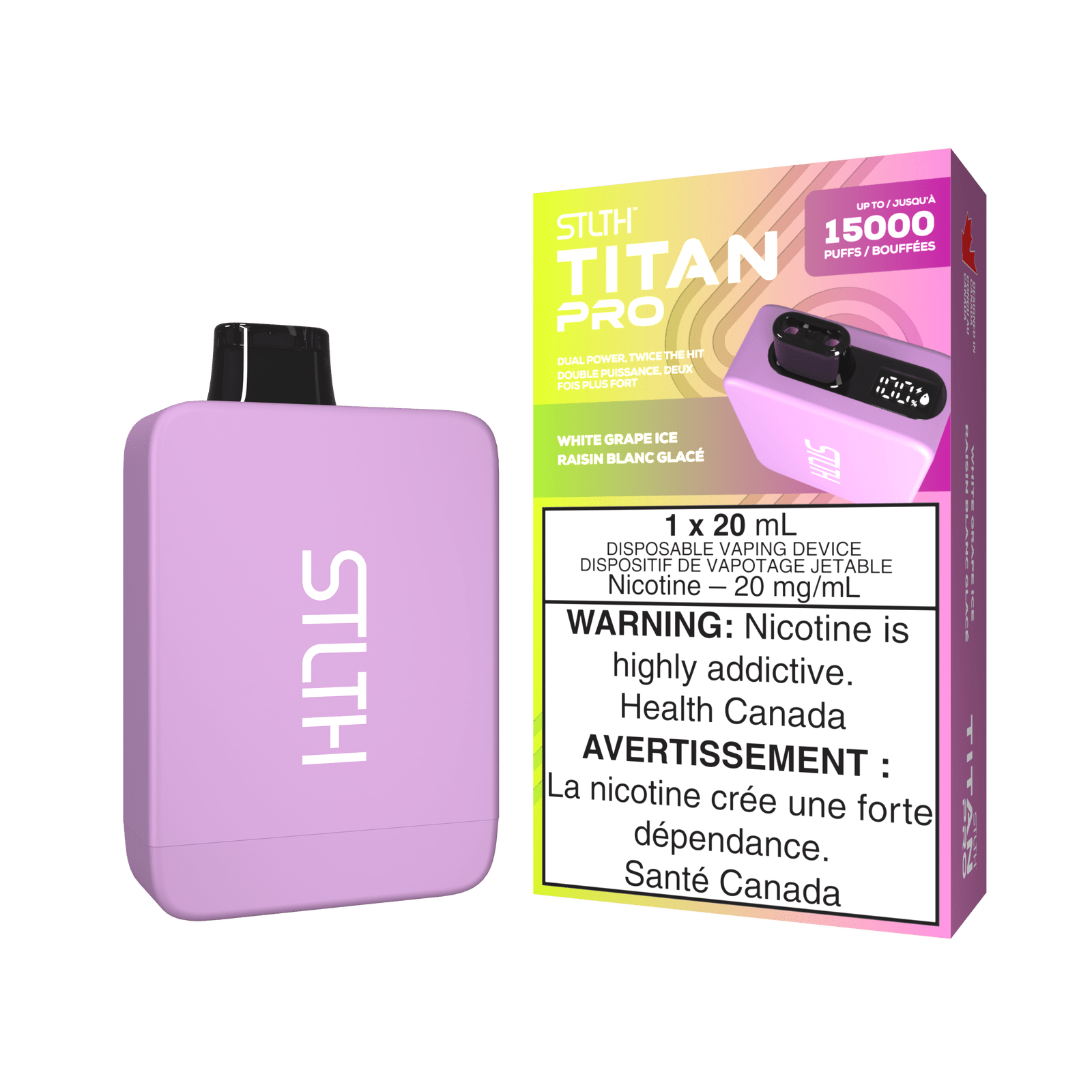 STLTH TITAN PRO DISPOSABLE - WHITE GRAPE ICE - Simpli Vape - Canada shipping and delivery
