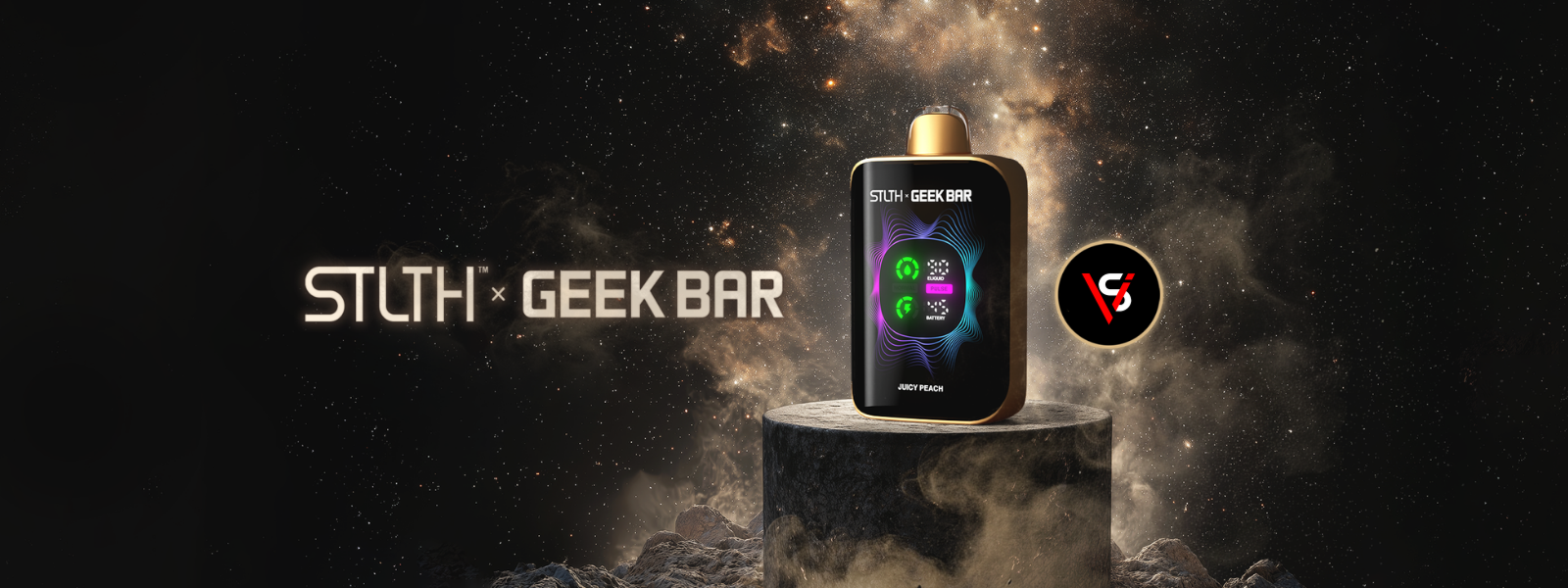 Geek Bar vape device with STLTH branding on a dark background