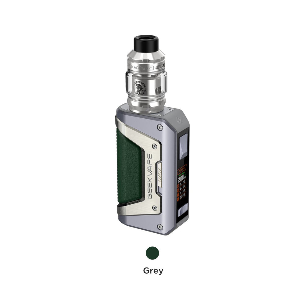 Geekvape Aegis Legend 2 200W Starter Kit in grey silver and green leather color