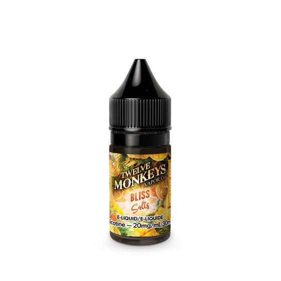 30 mL bottle of Oasis Bliss Nicotine Salt E-Liquid by Twelve Monkeys from OASIS Series, Bliss Vape E-Liquid flavours is a blend of fresh oranges mixed with pineapples and sweet mangos